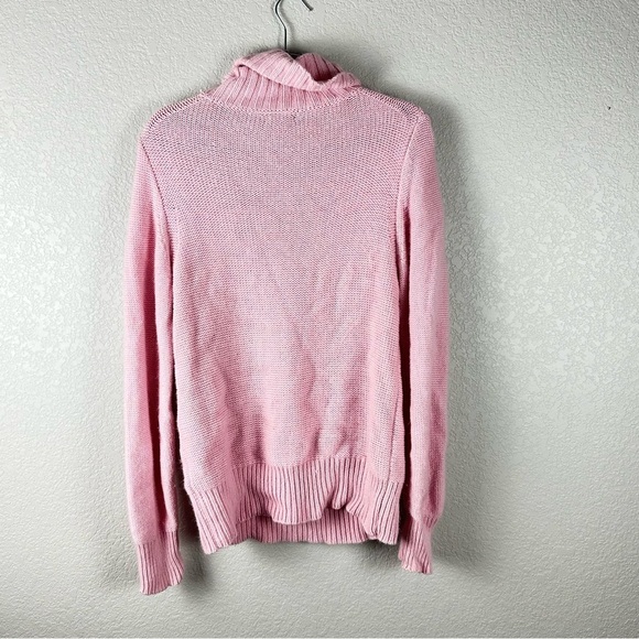 J. Crew Pink Turtleneck Cable Knit Sweater XL - Picture 2 of 6